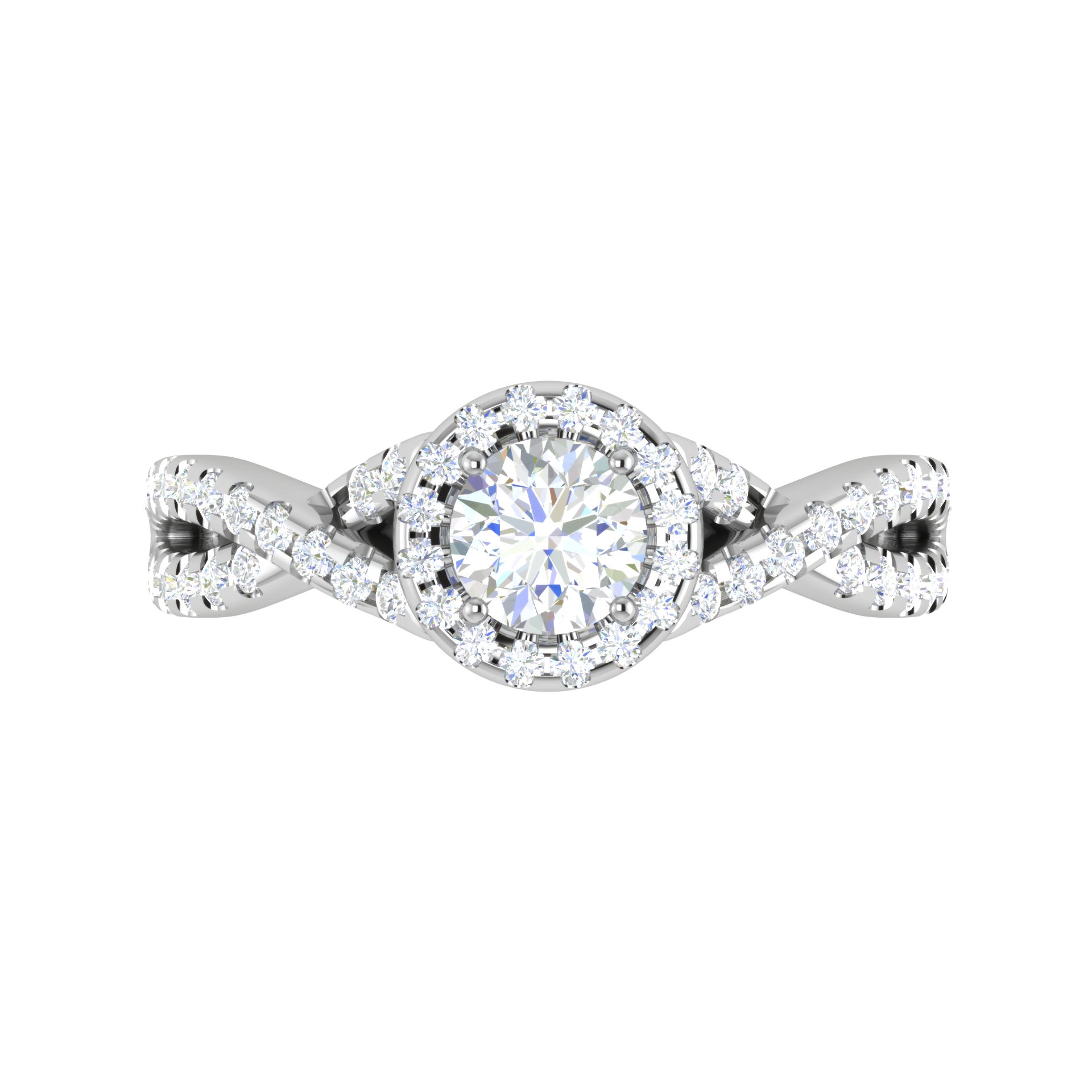 0.50 cts Solitaire Halo Diamond with Twisted Shank Platinum Ring JL PT RH RD 278   Jewelove.US