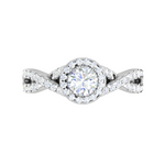 Load image into Gallery viewer, 0.50 cts Solitaire Halo Diamond with Twisted Shank Platinum Ring JL PT RH RD 278   Jewelove.US
