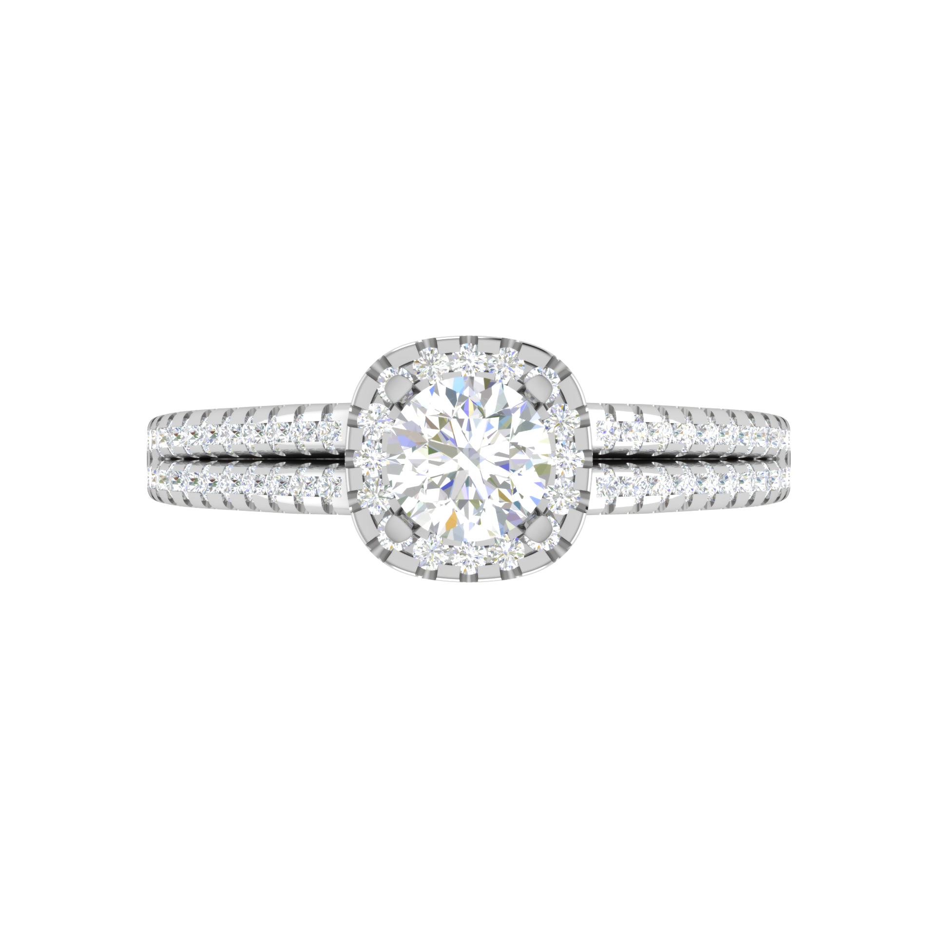 0.50 cts Solitaire Halo Diamond Split Shank Platinum Ring JL PT RH RD 296   Jewelove.US