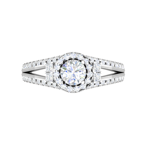 0.50cts Solitaire Halo Diamond Split Shank Platinum Ring JL PT 198   Jewelove.US