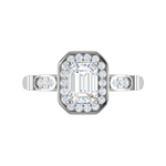 Load image into Gallery viewer, 0.50 cts. Emerald Cut Solitaire Halo Diamond Shank Platinum Ring JL PT RM EM 160   Jewelove.US
