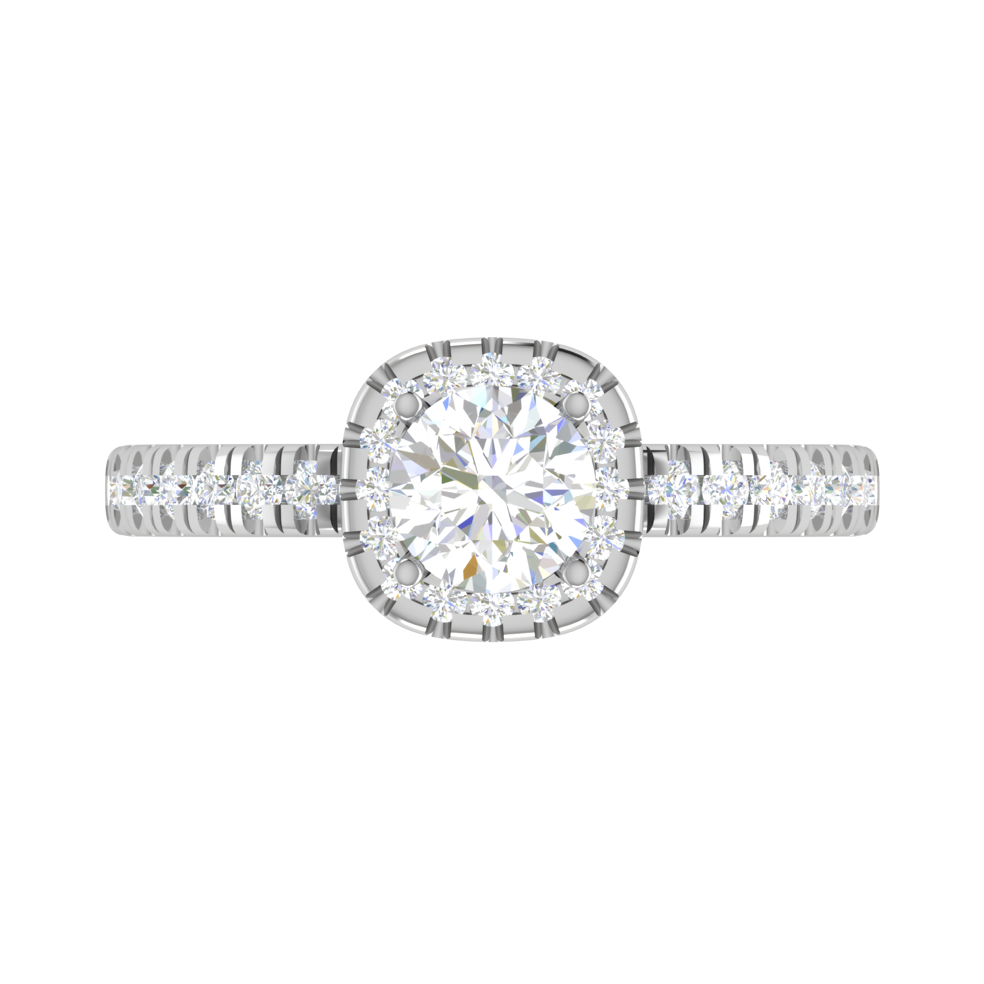 0.50 cts. Single Halo Solitaire Diamond Shank Platinum Ring JL PT RH RD 199   Jewelove.US