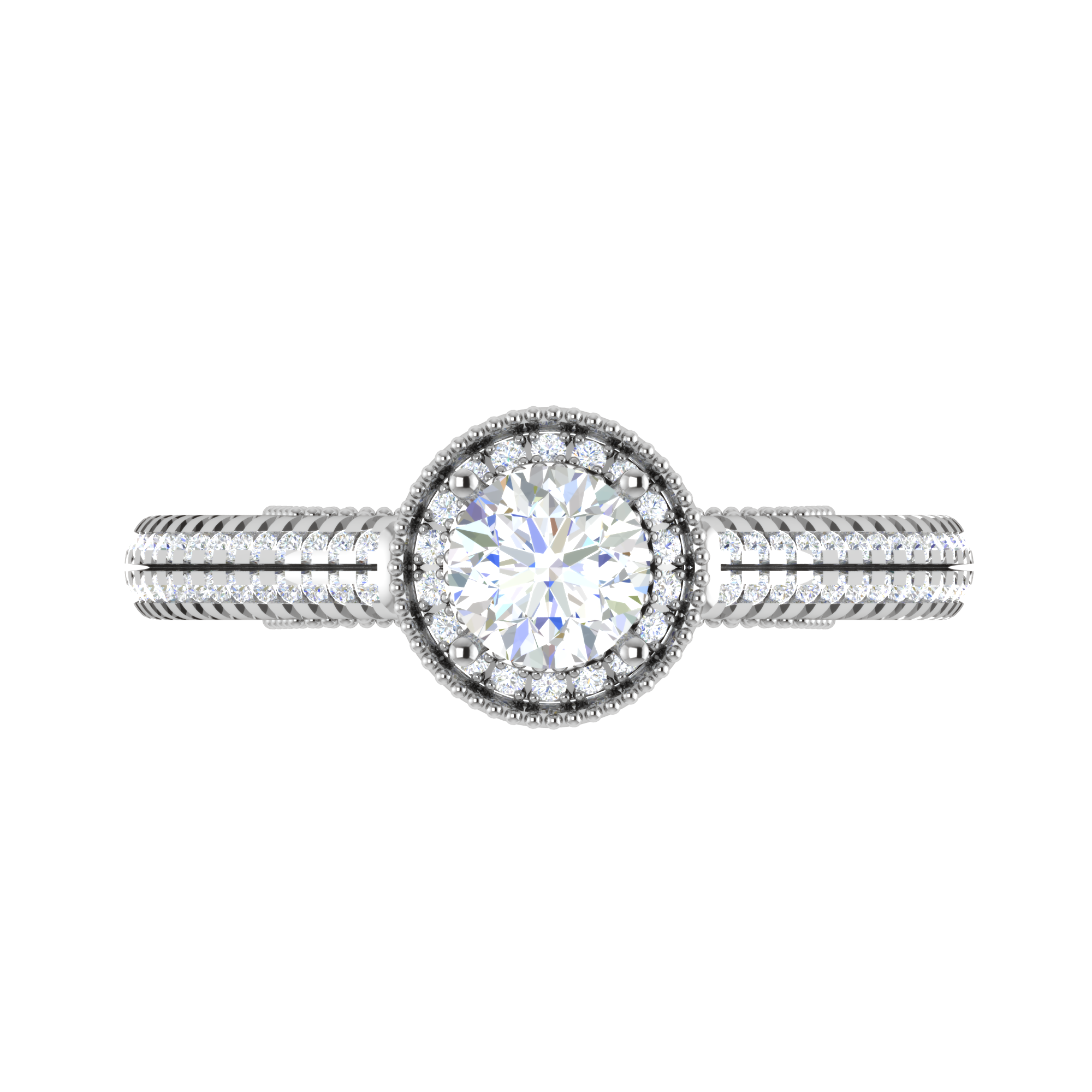 0.50 cts Solitaire Halo Diamond Split Shank Platinum Ring JL PT RH RD 206   Jewelove.US