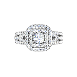 0.30cts Solitaire Double Halo Diamond Split Shank Platinum Ring JL PT JRW1564MM   Jewelove.US