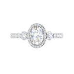 Load image into Gallery viewer, 30-Pointer Oval Shape Solitaire Halo Diamond Accents Platinum Ring JL PT IM1702   Jewelove.US
