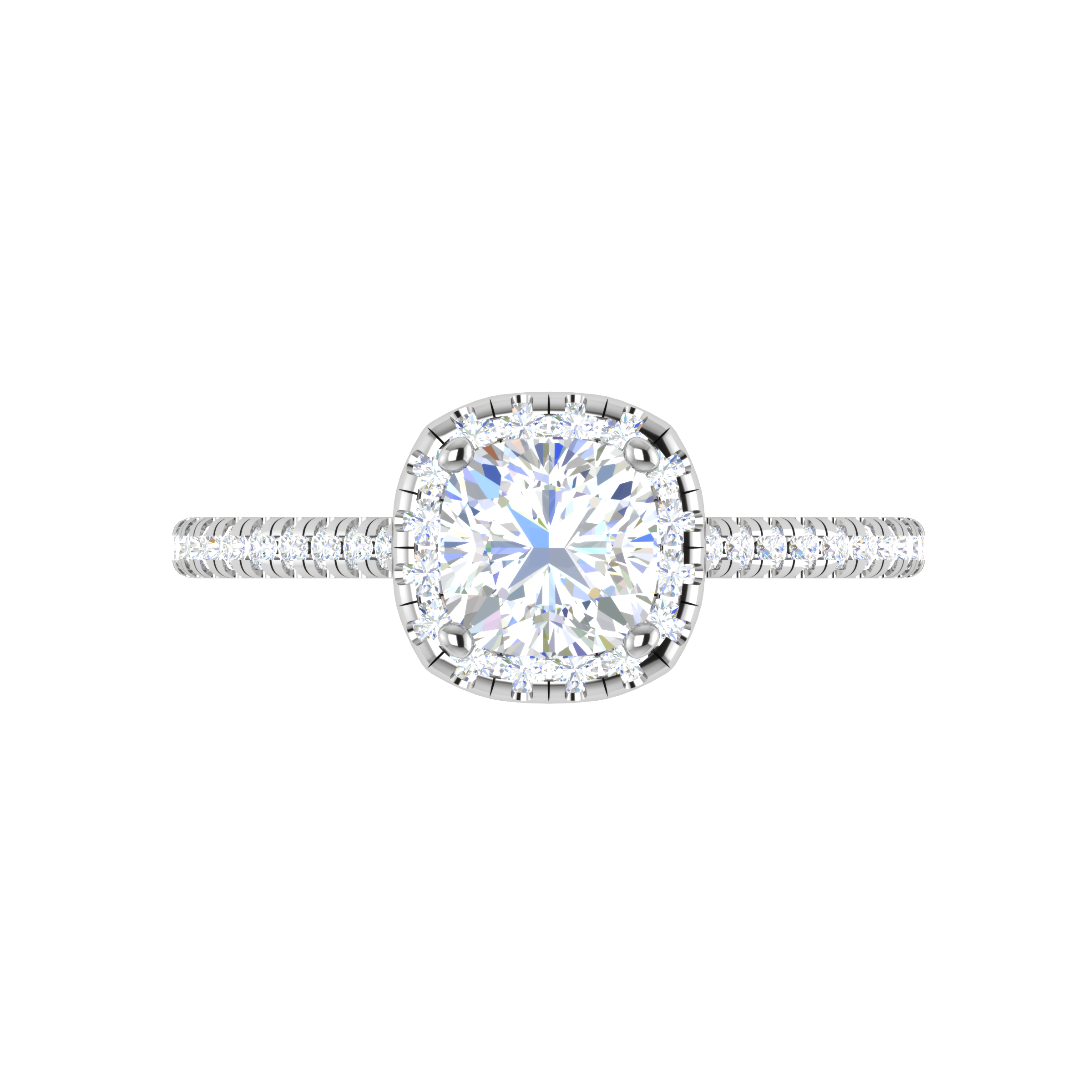 0.50 cts. Cushion Solitaire Halo Diamond Shank Platinum Ring JL PT RH CU 138   Jewelove.US