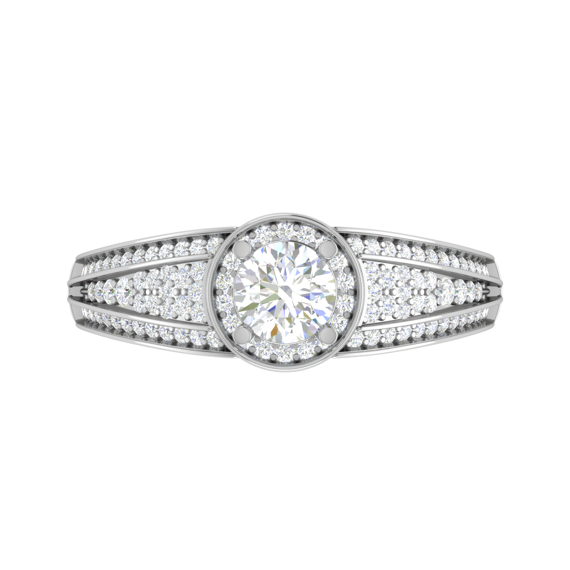 0.50 cts Halo Diamond Split Shank Solitaire Platinum Diamond Ring JL PT RH RD 197   Jewelove.US