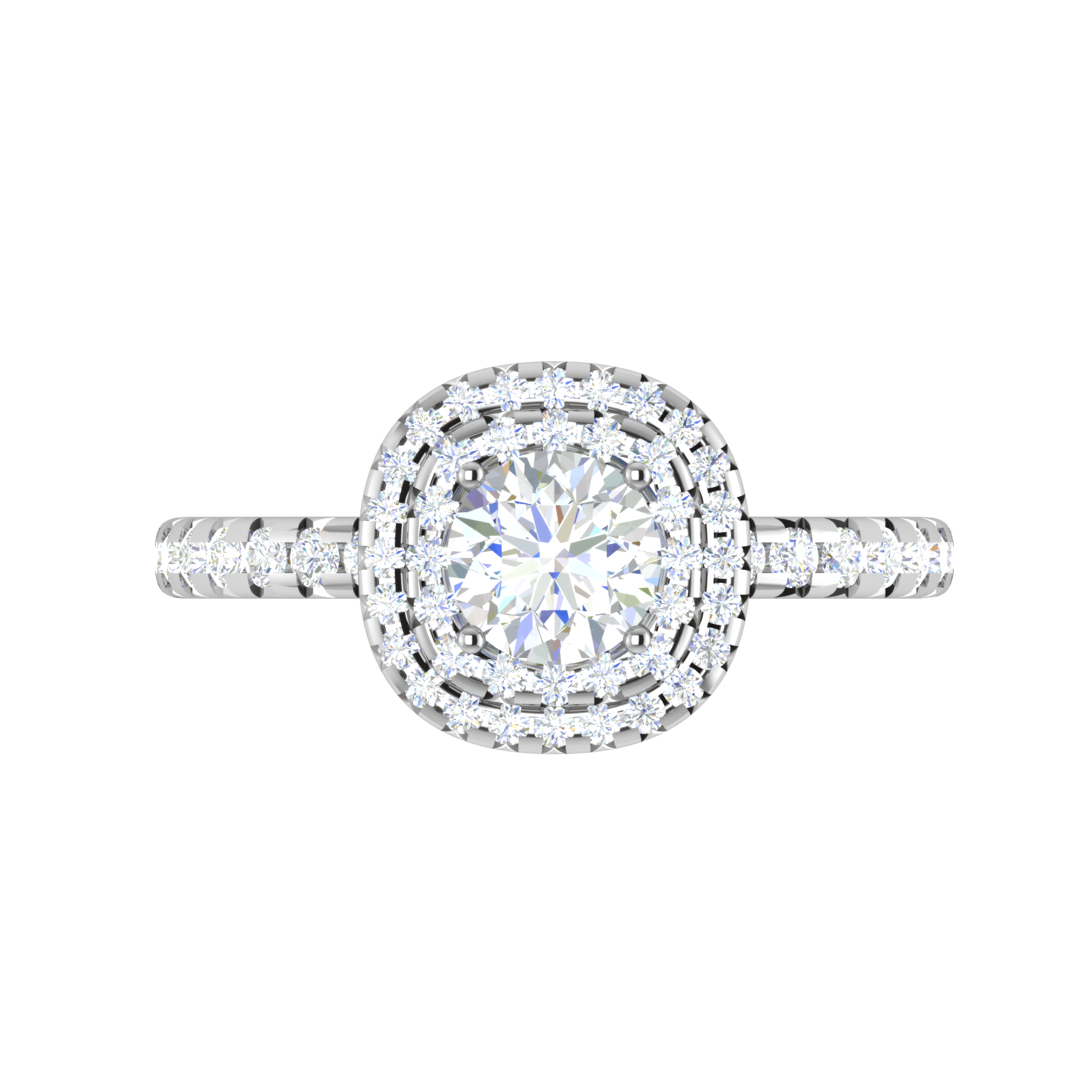 0.50 cts. Solitaire Double Halo Diamond Shank Platinum Ring JL PT RH RD 229   Jewelove.US