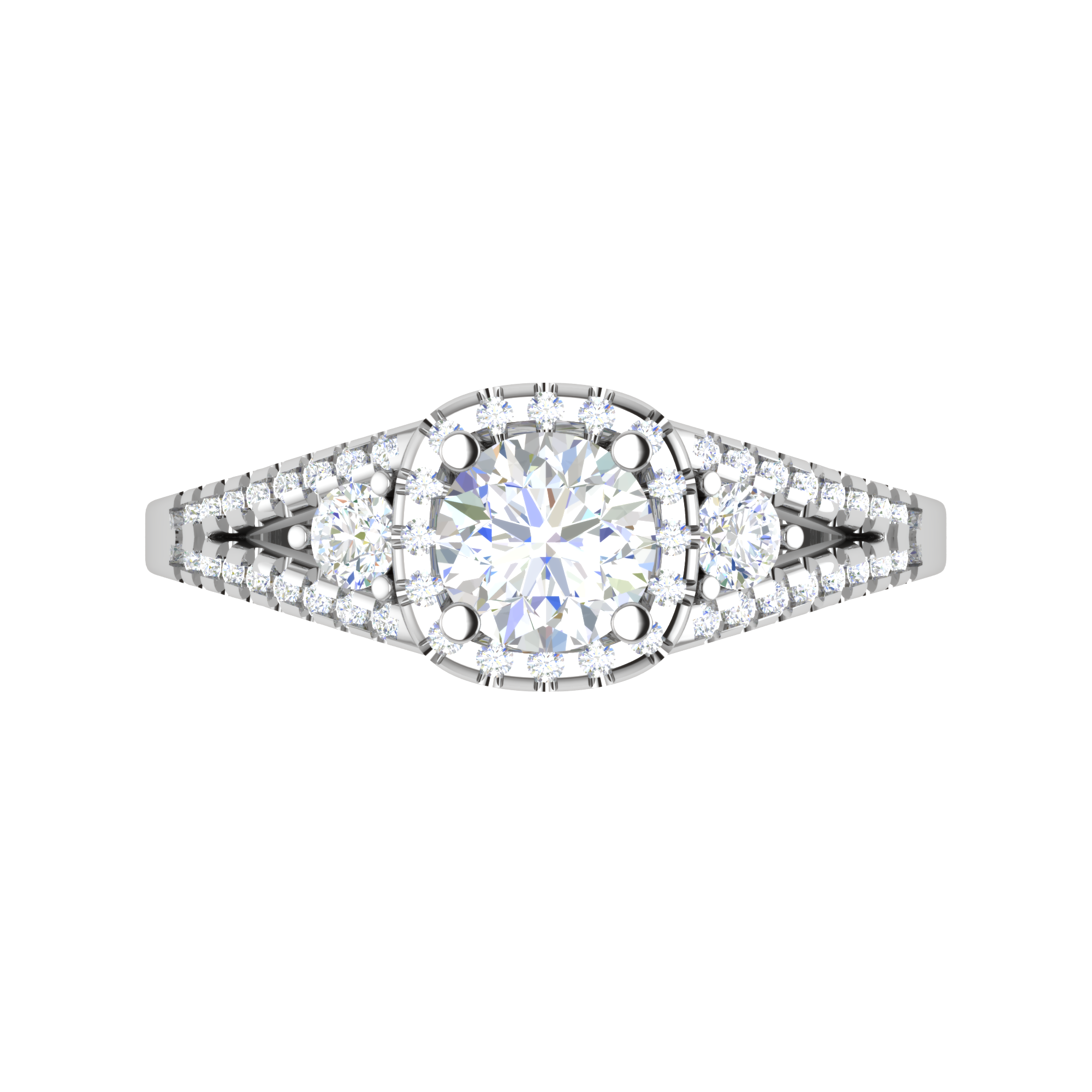 0.50 cts. Solitaire Platinum Halo Diamond Split Shank Engagement Ring  for Women JL PT WB6020   Jewelove