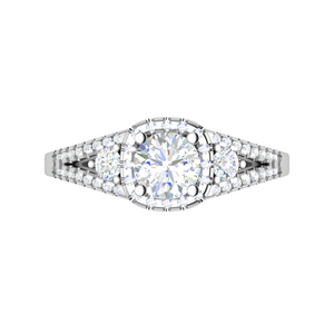 0.50 cts. Solitaire Platinum Halo Diamond Split Shank Engagement Ring  for Women JL PT WB6020   Jewelove