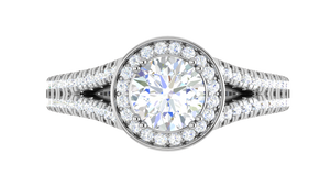 1.00 cts Solitaire Single Halo Diamond Split Platinum Ring JL PT RH RD 107   Jewelove.US