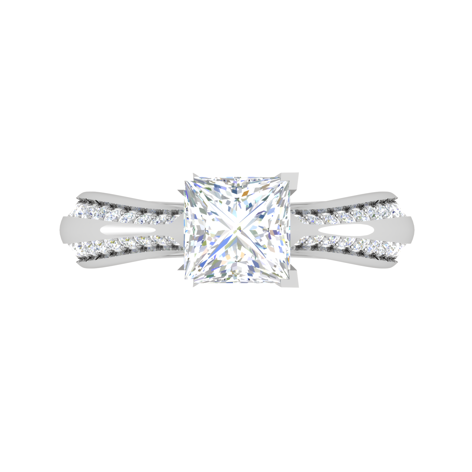 0.50 cts. Princess Cut Diamond Shank Platinum Solitaire Engagement Ring JL PT RP PR 107   Jewelove.US