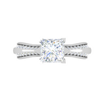 Load image into Gallery viewer, 0.50 cts. Princess Cut Diamond Shank Platinum Solitaire Engagement Ring JL PT RP PR 107   Jewelove.US
