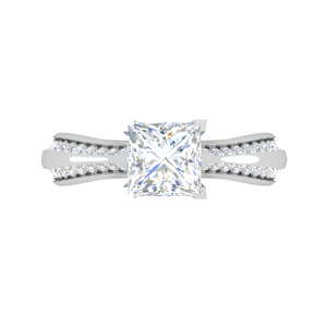 0.50 cts. Princess Cut Diamond Shank Platinum Solitaire Engagement Ring JL PT RP PR 107   Jewelove.US