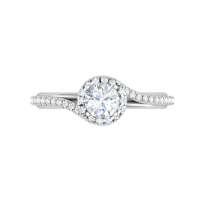 0.50 cts Solitaire Platinum Halo Diamond Shank Ring JL PT PR RD 176   Jewelove.US