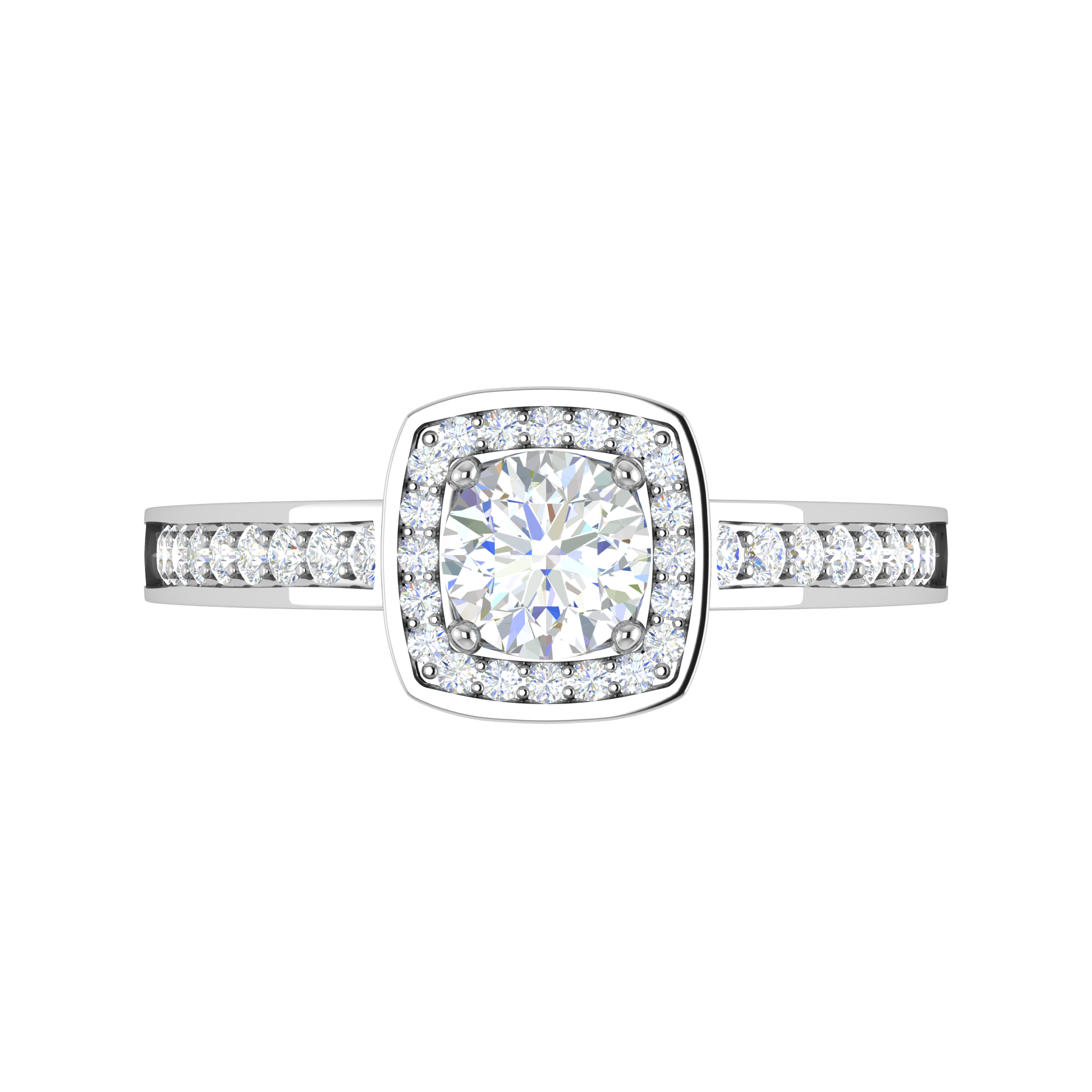 0.50 cts Solitaire Square halo Diamond Split Shank Platinum Ring JL PT RH RD 177   Jewelove.US