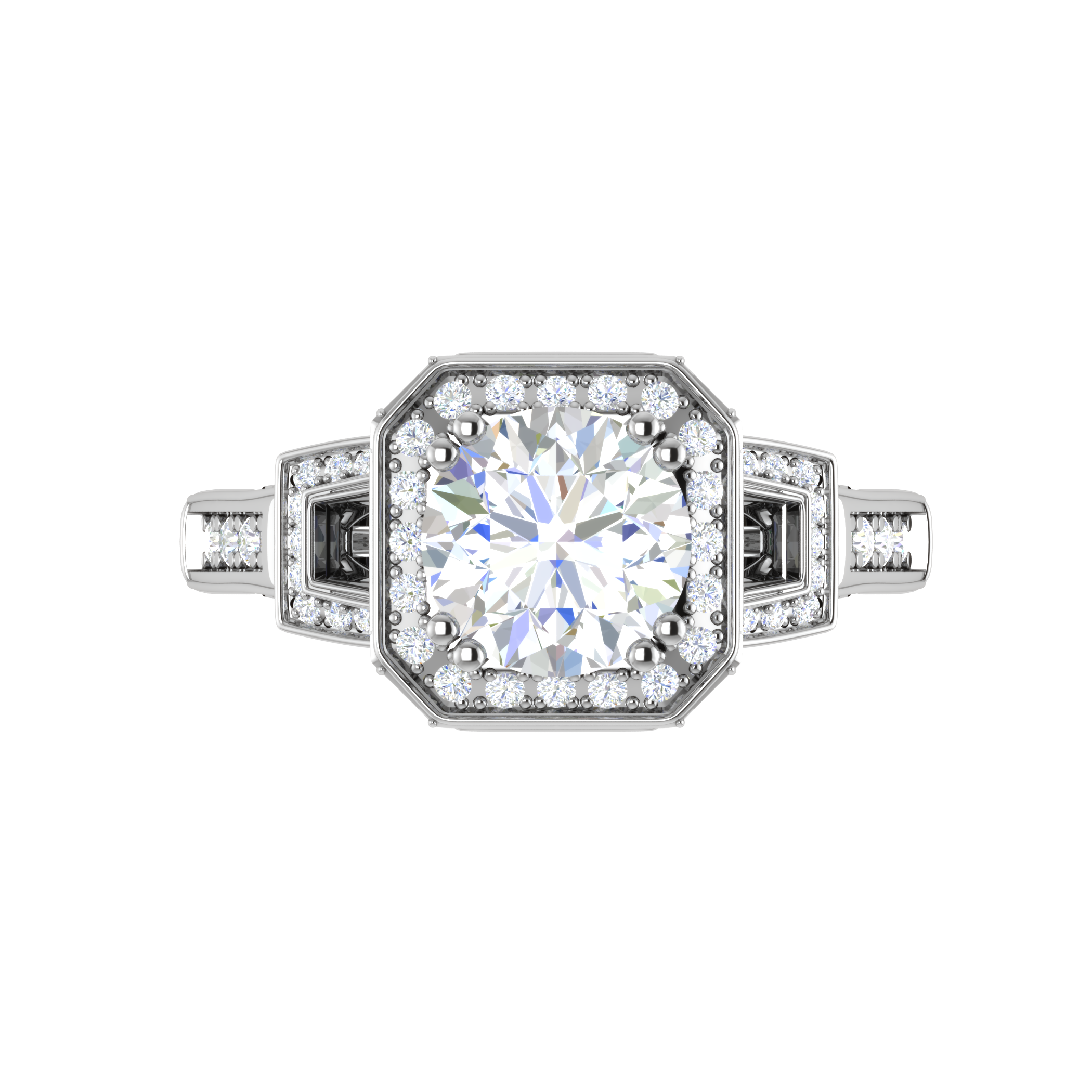 Designer 0.50cts Solitaire Halo Diamond Split Shank Platinum Ring JL PT EN7160-1WG   Jewelove.US