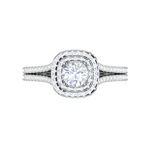 0.50 cts Solitaire Double Square Halo Diamond Split Shank Platinum Ring JL PT RH RD 269   Jewelove.US