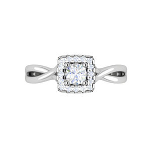 0.30 cts. Solitaire Square Halo Diamond Twisted Shank Platinum Ring JL PT JRW1332MM   Jewelove.US