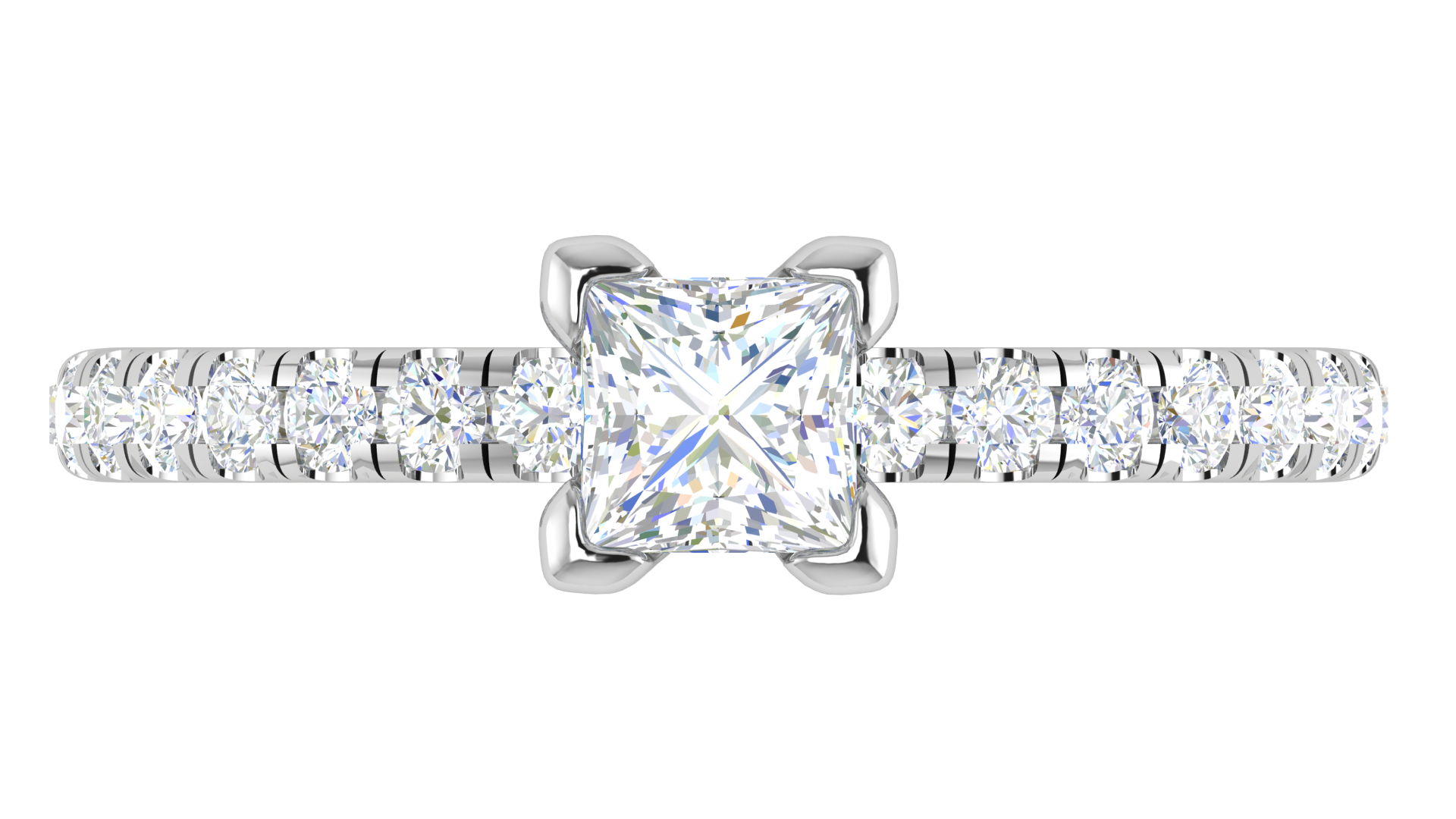 0.50cts Princess Cut Solitaire with Diamond Shank Platinum Ring JL PT RC PR 255   Jewelove.US