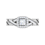 Load image into Gallery viewer, 0.40cts Princess Cut Solitaire Square Halo Diamond Twisted Shank Platinum Ring for Women JL PT RV PR 149   Jewelove.US
