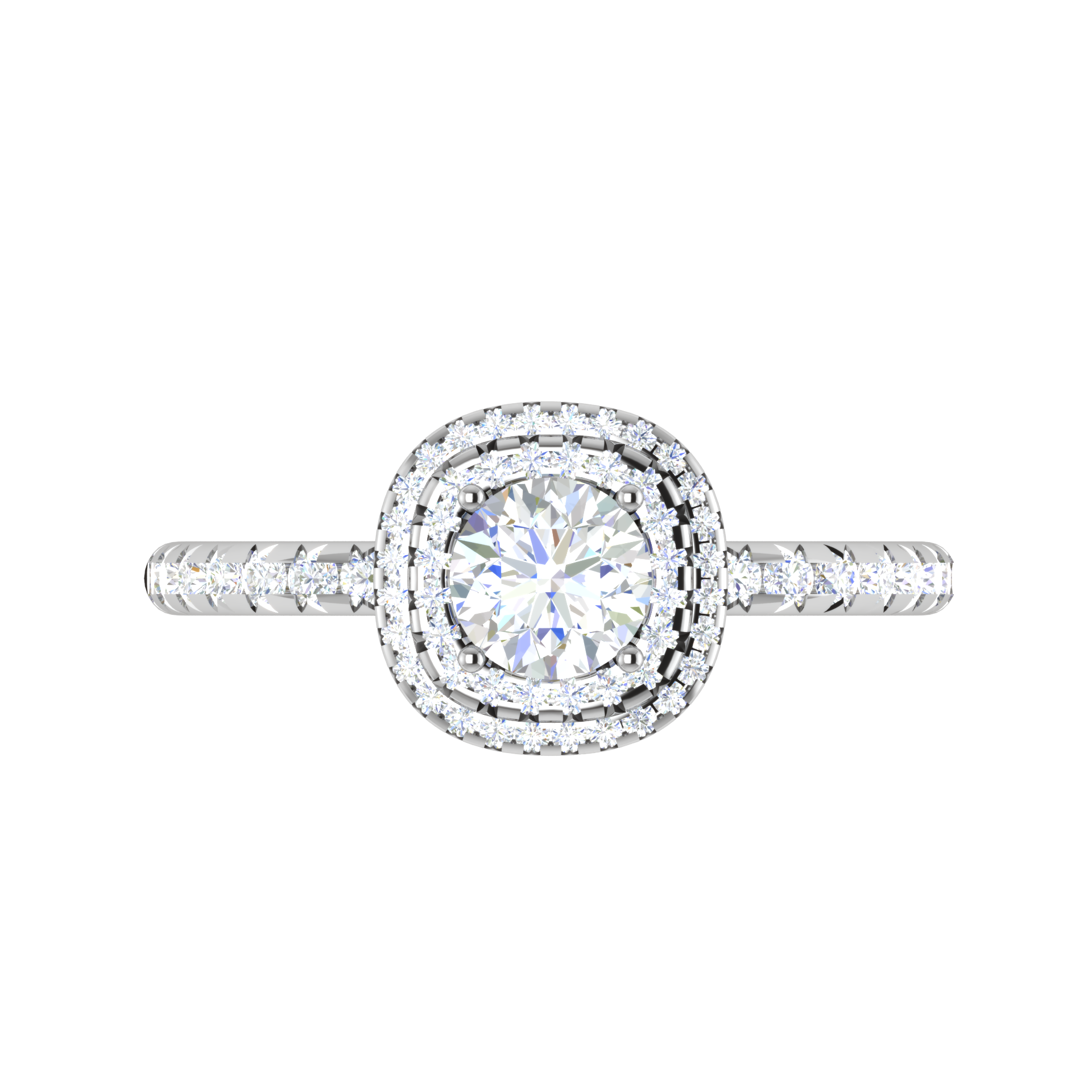 0.50 cts Solitaire Double Halo Diamond Shank Platinum Ring JL PT RH RD 230   Jewelove.US