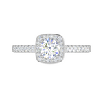 Load image into Gallery viewer, 0.50 cts Solitaire Square Halo Diamond Shank Platinum Ring JL PT RH RD 176   Jewelove.US
