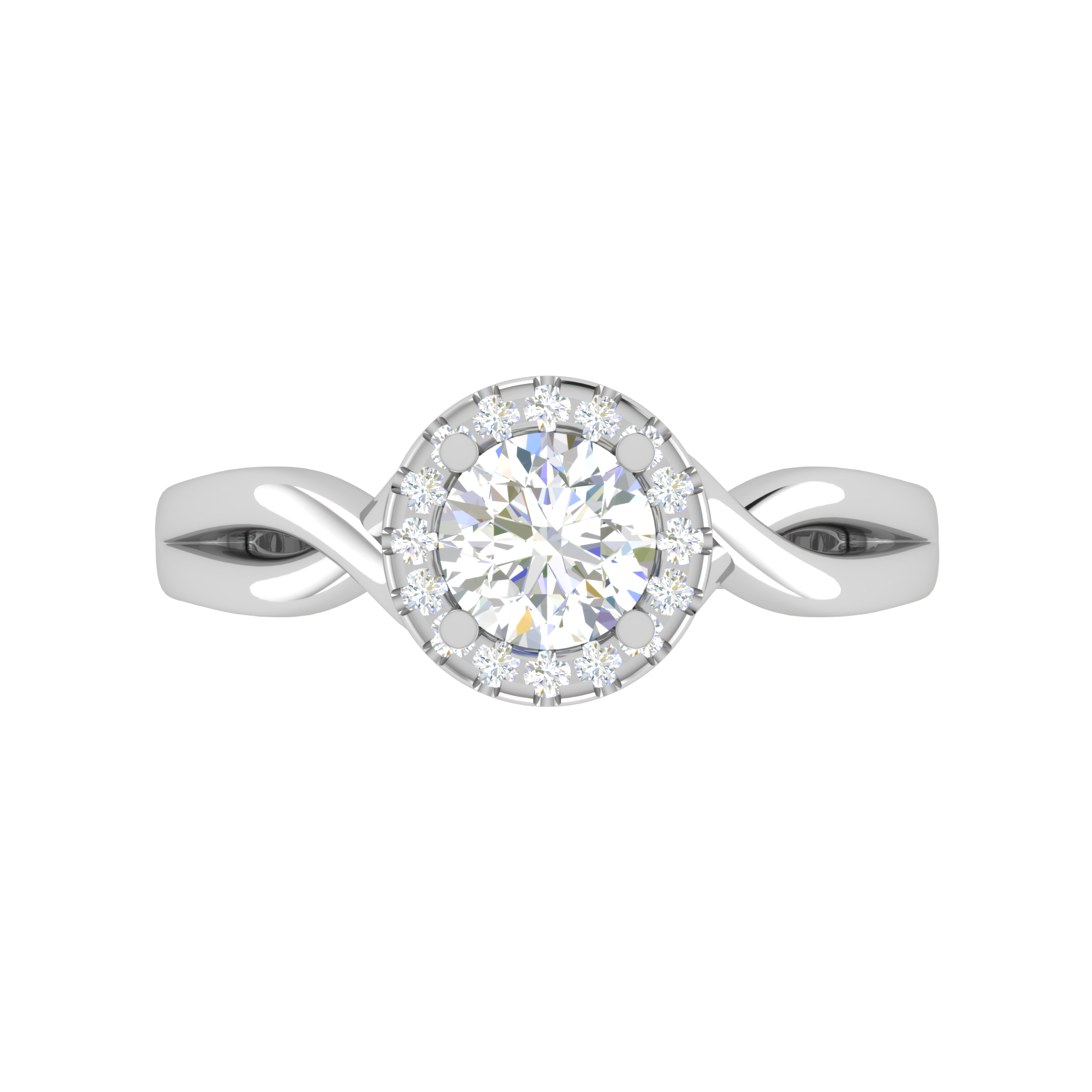 0.50 cts Solitaire Halo Diamond Shank Platinum Ring JL PT JRW2596MM   Jewelove.US