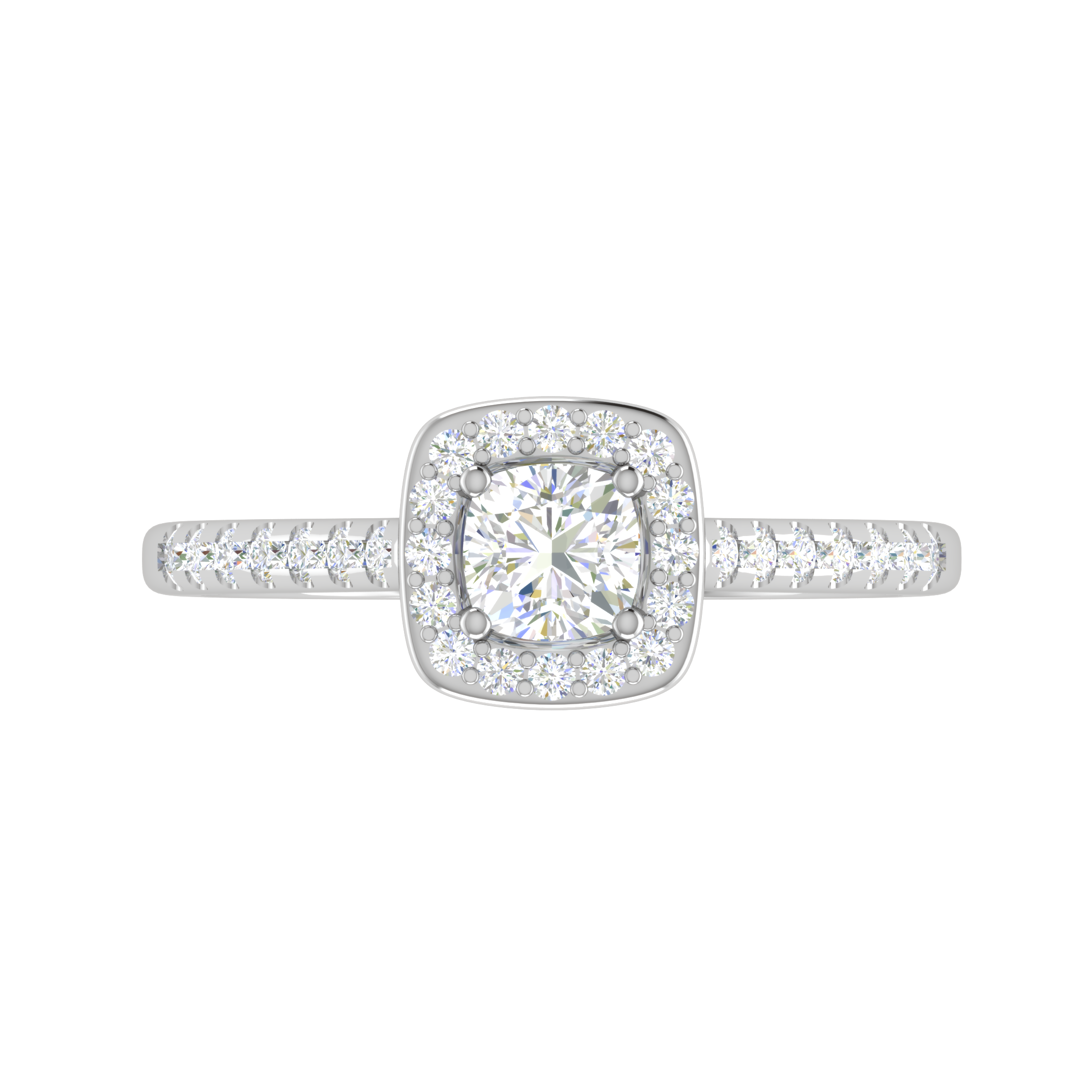 0.30 cts. Cushion Solitaire Halo Diamond Shank Platinum Ring JL PT RH AS 294   Jewelove.US