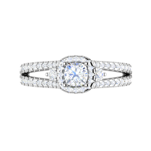 0.50cts Cushion Cut Solitaire Halo Diamond Split Shank Platinum Ring JL PT R3 RD 174   Jewelove.US