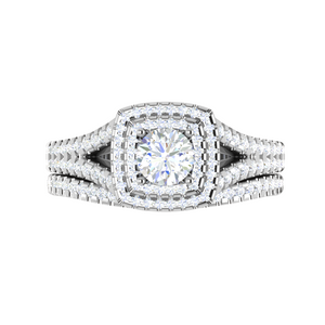 0.50cts Solitaire Double Halo Diamond Split Shank Platinum Ring JL PT RV RD 145   Jewelove.US