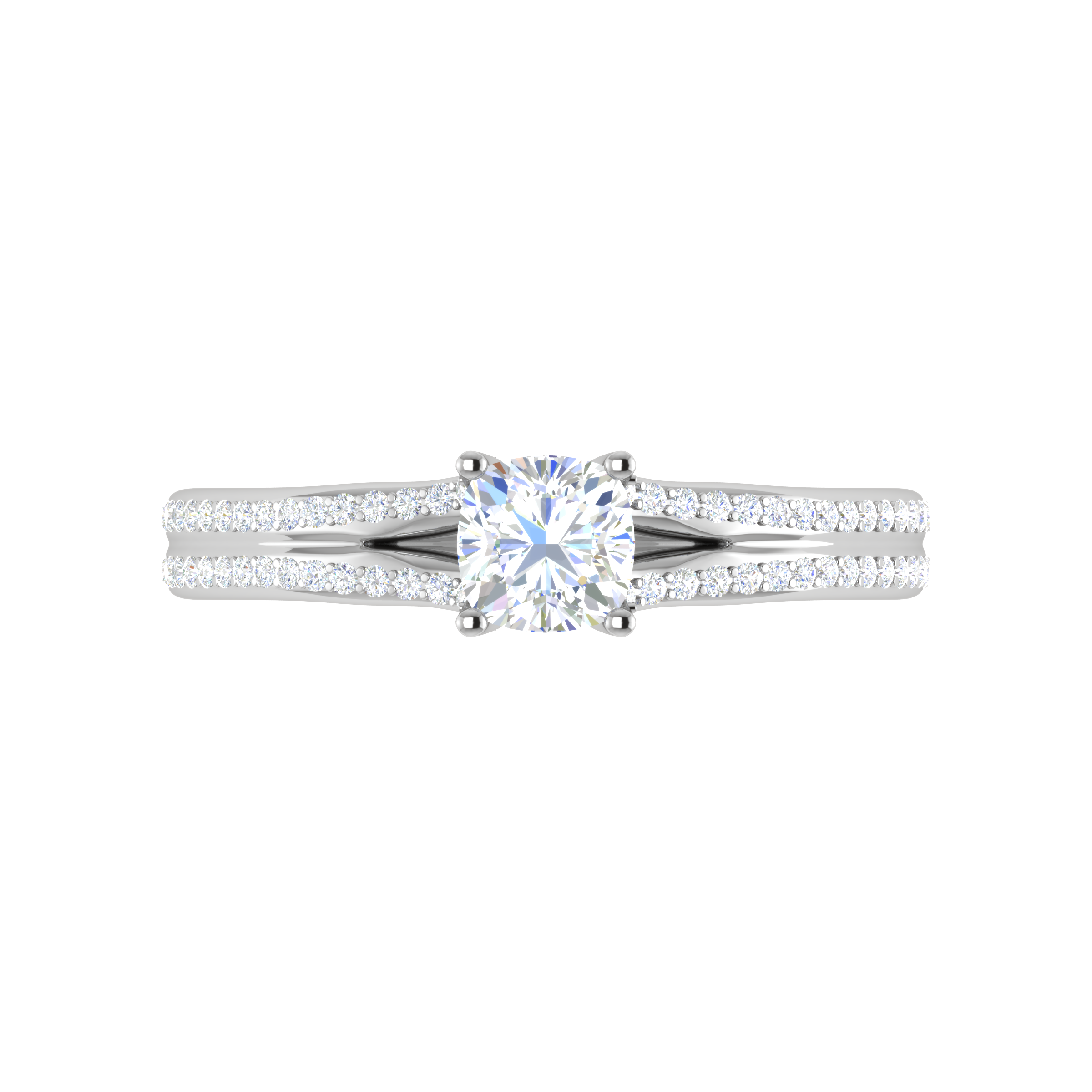 0.30cts. Cushion Solitaire Diamond Split Shank Platinum Ring JL PT RH CU 169   Jewelove.US