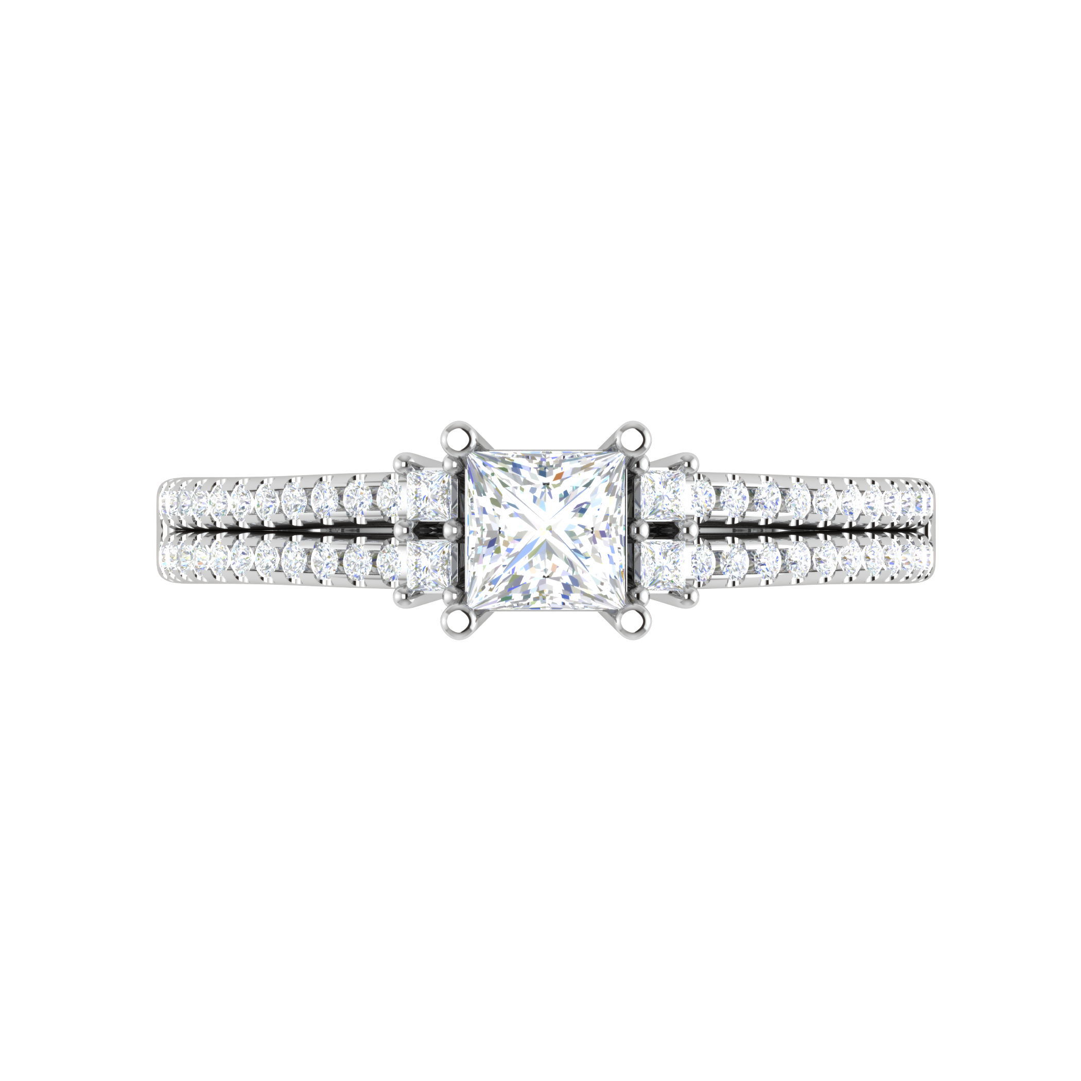 0.30cts. Princess Cut Diamond Split Shank Platinum Solitaire Engagement Ring JL PT DR1430M   Jewelove.US