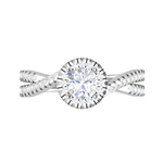 Load image into Gallery viewer, 0.50 cts Solitaire Halo Diamond Twisted Shank Platinum Ring JL PT RP RD 132   Jewelove.US
