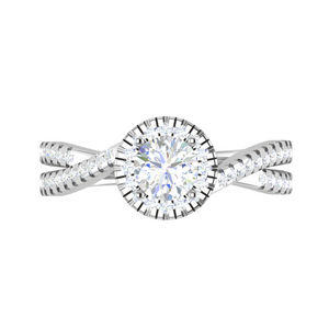 0.50 cts Solitaire Halo Diamond Twisted Shank Platinum Ring JL PT RP RD 132   Jewelove.US