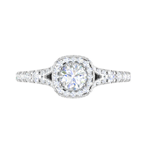 0.50 cts Solitaire Halo Diamond Shank Platinum Ring JL PT RH RD 234   Jewelove.US