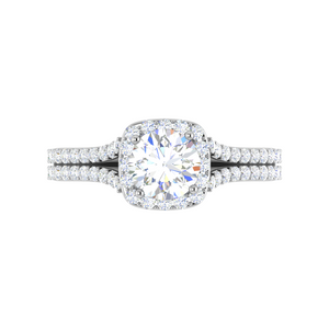 0.50cts Solitaire Halo Diamond Split Shank Platinum Ring JL PT WB573E   Jewelove.US