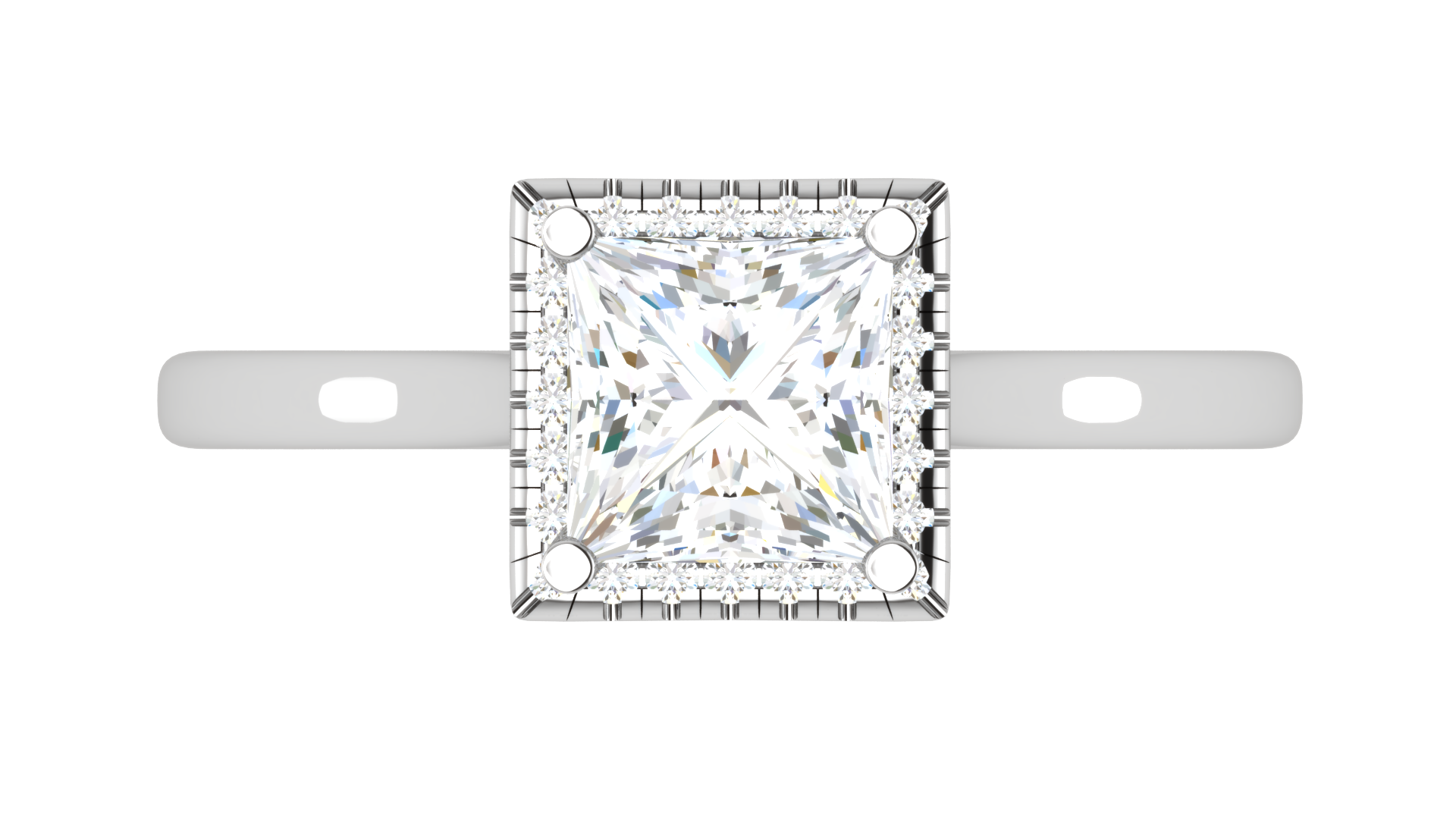 0.70 cts Princess Cut Solitaire Square Halo Diamond Platinum Ring JL PT RH PR 115   Jewelove.US