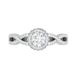 Load image into Gallery viewer, 0.50 cts Solitaire Double Halo Diamond Twisted Shank Platinum Diamond Ring JL PT RH RD 174   Jewelove.US
