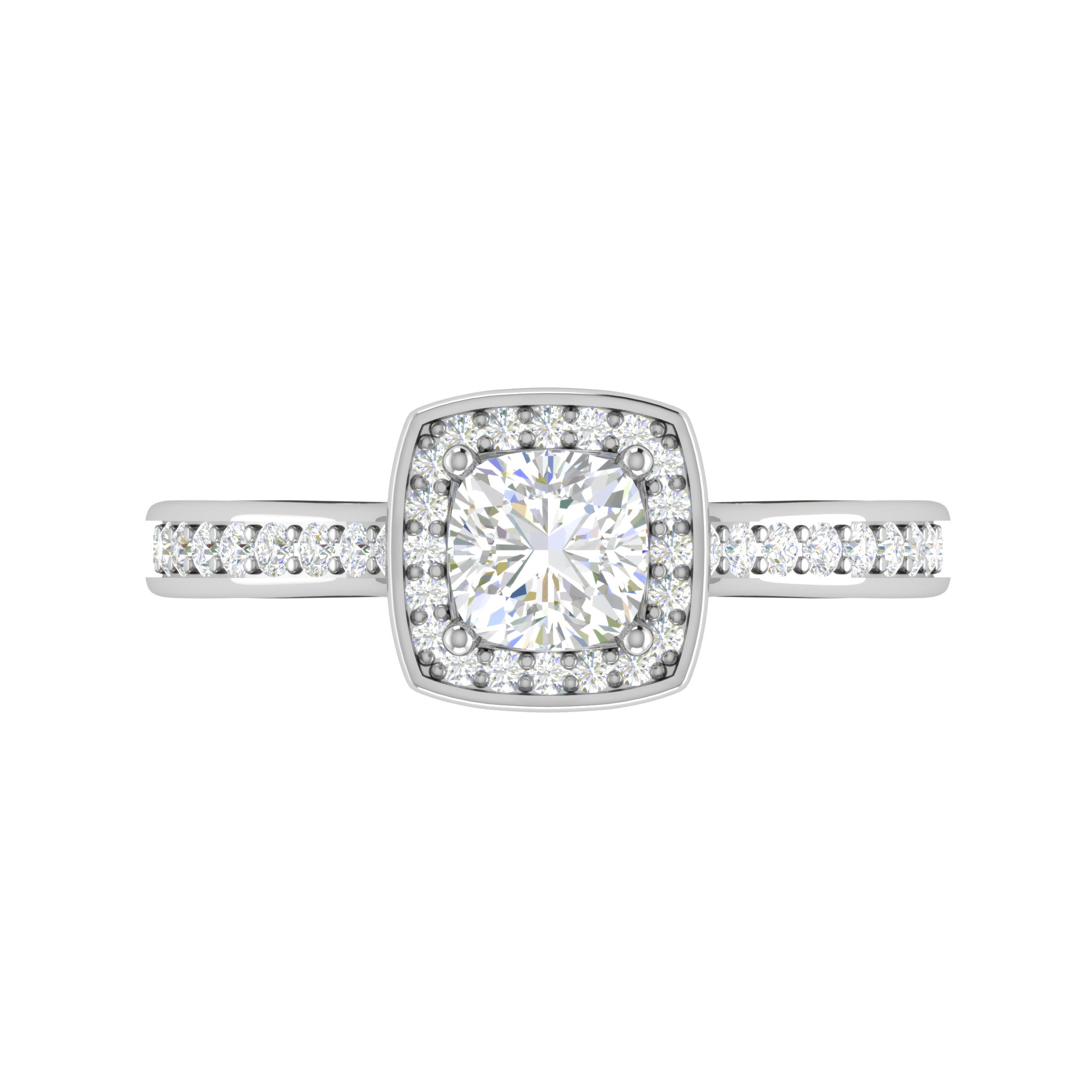 0.30cts. Cushion Solitaire Double Halo Diamond Split Shank Platinum Ring JL PT RH CU 158   Jewelove.US