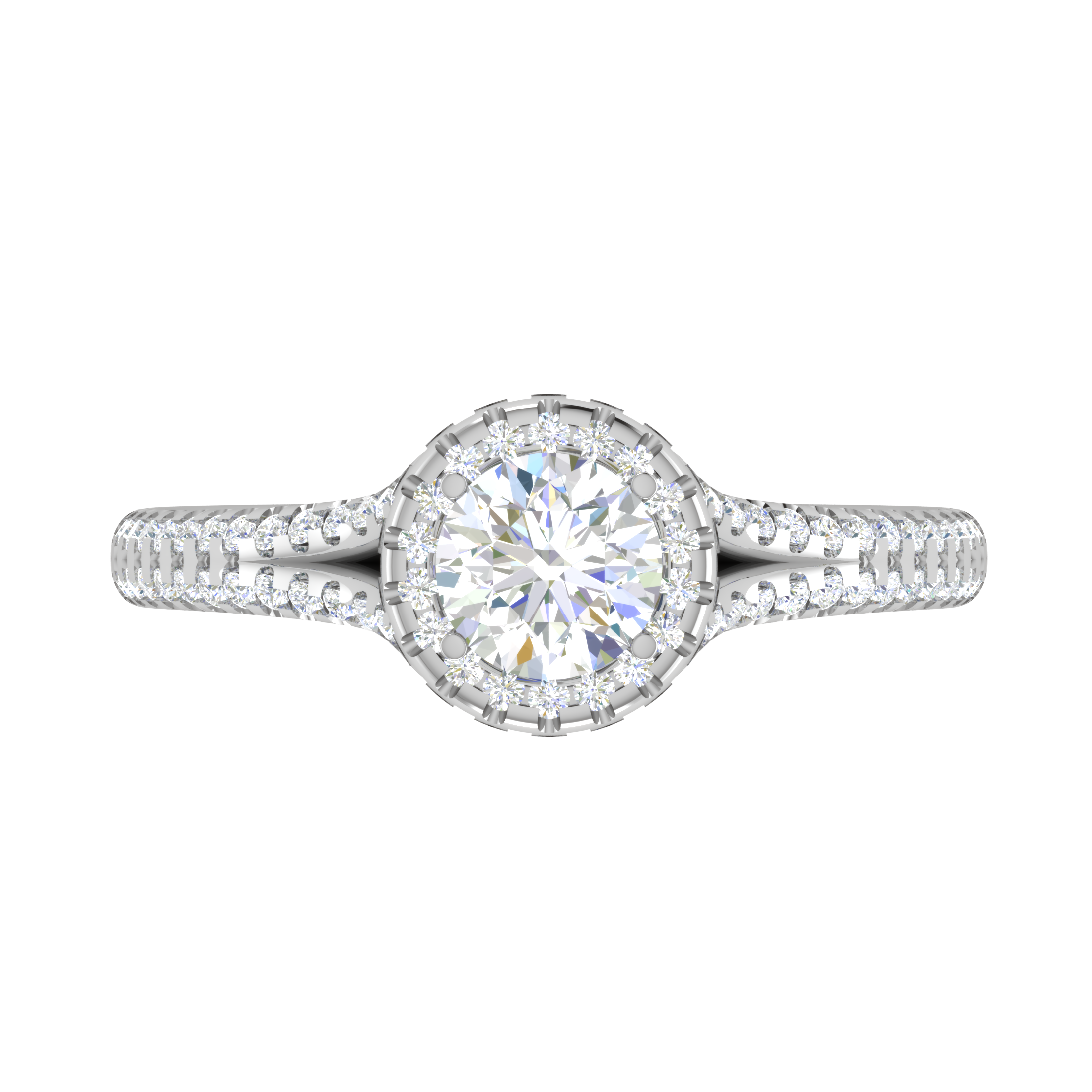 0.50 cts Solitaire Double Halo Diamond Split Shank Platinum Ring JL PT RH RD 242   Jewelove.US