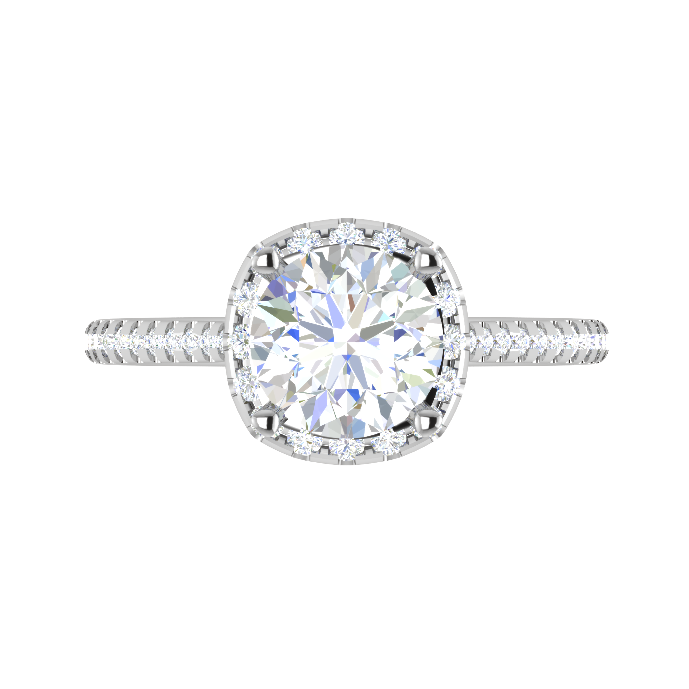 0.70cts Solitaire Halo Diamond Shank Platinum Ring JL PT REHS1480   Jewelove.US