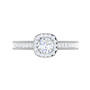 0.50 cts Solitaire Halo Diamond Platinum with Princess cut Side Diamond Ring JL PT RH RD 192   Jewelove.US