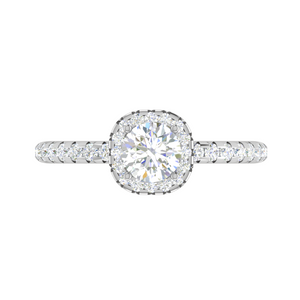 0.50 cts Solitaire Halo Diamond Shank Platinum Ring JL PT RH RD 243   Jewelove.US