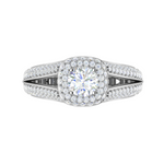 Load image into Gallery viewer, 0.50 cts Solitaire Square Double Halo Diamond Split Shank Platinum Ring JL PT RH RD 194   Jewelove.US
