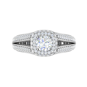 0.50 cts Solitaire Square Double Halo Diamond Split Shank Platinum Ring JL PT RH RD 194   Jewelove.US