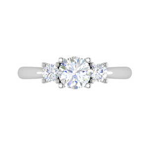 0.70 cts Solitaire Three Stone Platinum Diamond Accents Ring JL PT R3 RD 106   Jewelove.US