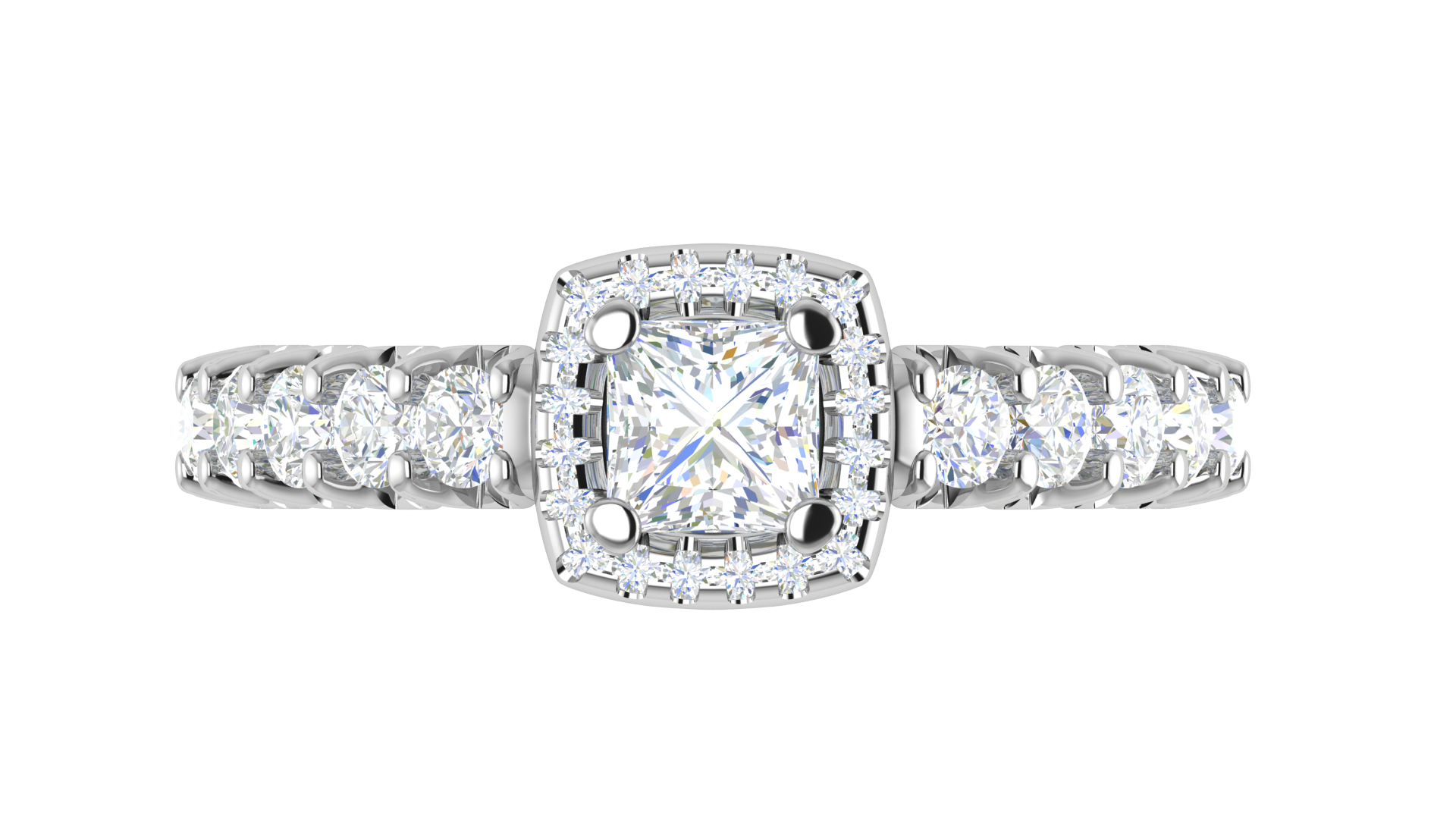 0.50 cts Princess Cut Solitaire Halo Diamond Shank Platinum Ring JL PT RH PR 292   Jewelove.US