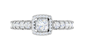 0.50 cts Princess Cut Solitaire Halo Diamond Shank Platinum Ring JL PT RH PR 292   Jewelove.US