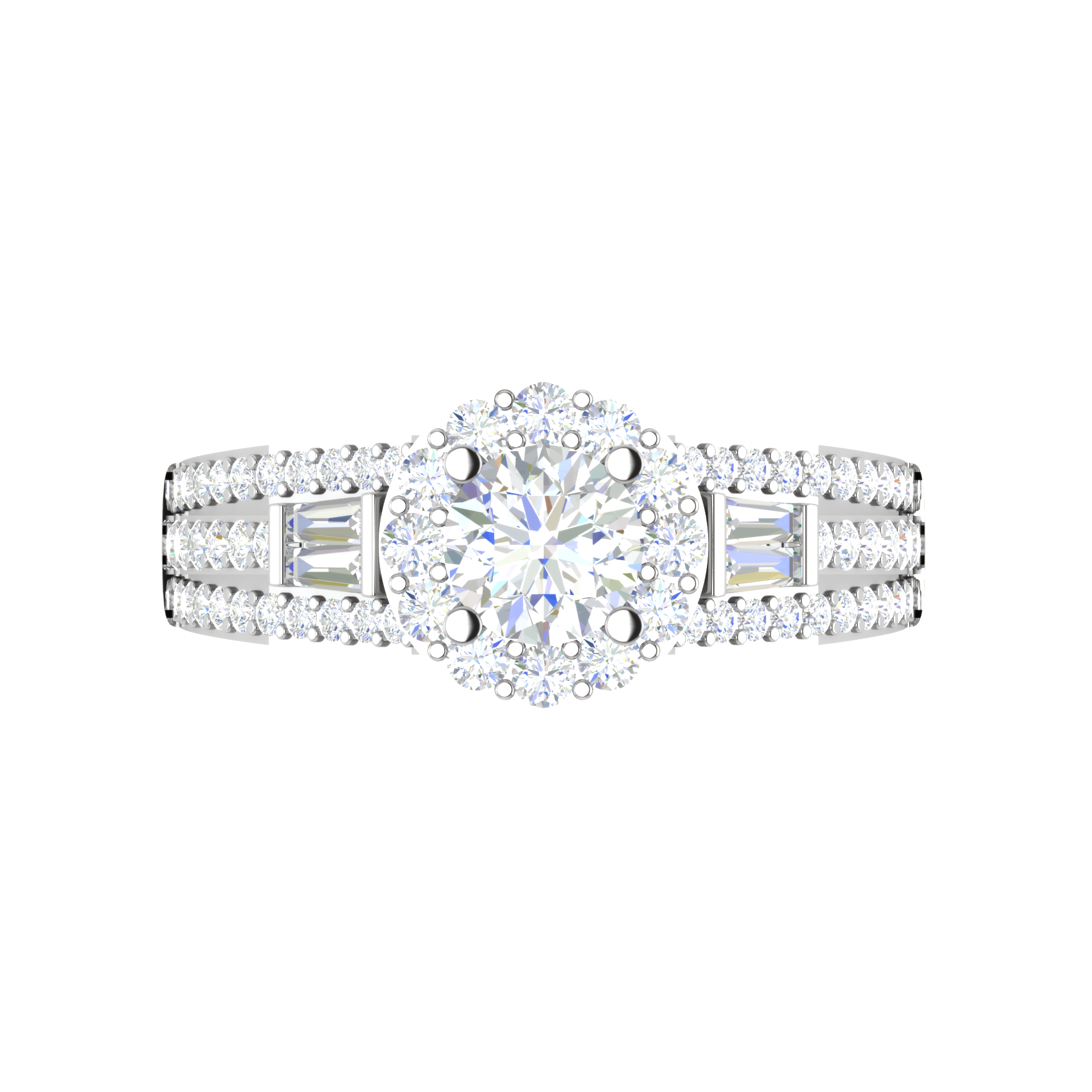 0.50 cts Solitaire Halo Diamond Split Shank Platinum Ring JL PT JRW08021T   Jewelove.US